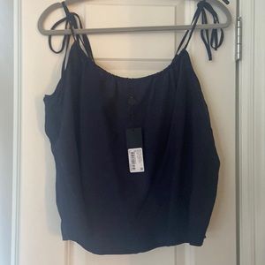Gianni Bini brand NAVY Bella blouse with tie straps. Size LARGE